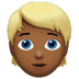 👱🏾 person: medium-dark skin tone, blond hair display on Apple